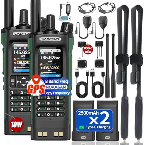 BAOFENG UV-32 Radio Ham Radio Handheld 10W Long Range Rechargeable NOAA Weather Receiver 5RM K5 Tactical Two Way Radio Walkie Talkie for Adults with