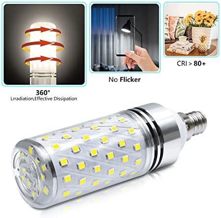 LEDLightsWorld Super Bright E12 LED Corn Bulbs, 16W 1500LM Bulbs, Daylight White 6000K Lights, CRI80+, 120W Incandescent Bulb Equivalent