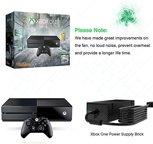 SUMLINK Power Supply Brick for Xbox One, AC Adapter Cable Replacement Kit for Xbox One Console Games, Auto Voltage 100-240V, Black