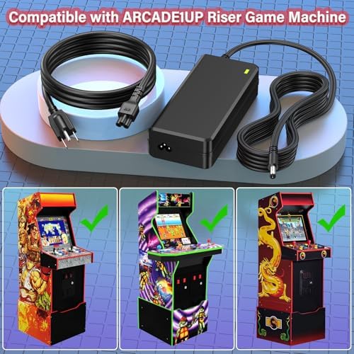 12V Charger for ARCADE1UP Riser Cocktail Table Arcade 1up Game Machine | Power Cord Adapter for Arcade1up RYJ0136PAU0 RYJ0136PAU1 RYJ0136PAU2