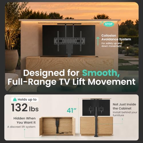 ynVISION.DESIGN Motorized TV Lift Mount for 37"-77" TV's | Vertical Lift Motor TV Stand with RF Remote and Smart Phone Control via WiFi