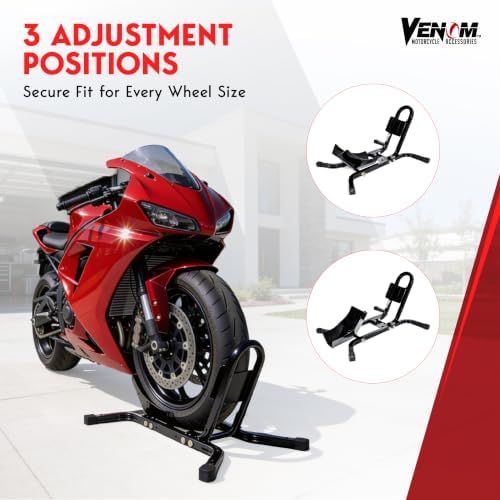 Universal Motorcycle Wheel Tire Chock Self-locking Bike Stand Cradle Chocks Compatible with Harley Davidson Yamaha Honda Kawasaki Suzuki Ducati BMW