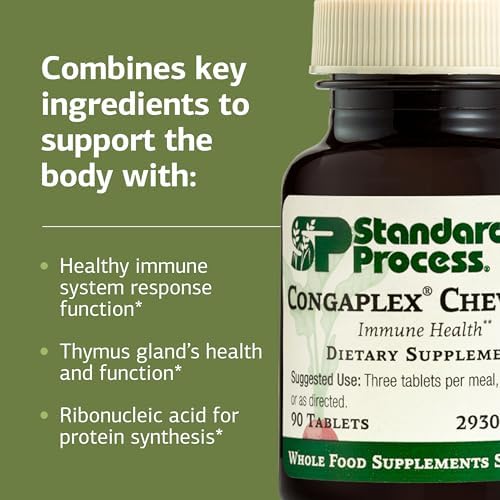 Standard Process Congaplex Chewable - Supplement for Immune System Support with Vitamin A - Supports Thymus Gland & Protein Synthesis - Non-Dairy &