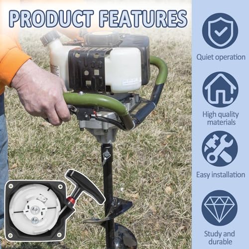 Podoy 63022 Pull Start Starter Recoil & 300430 Power Head for Earth Auger | Compatible with Earthquake E43 E43CE E43WC MD43