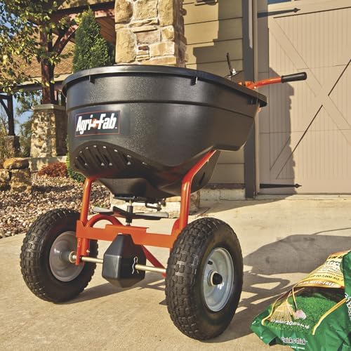 Agri-Fab 45-0462 Push Broadcast Spreader,Orange & Black,130-lb Capacity