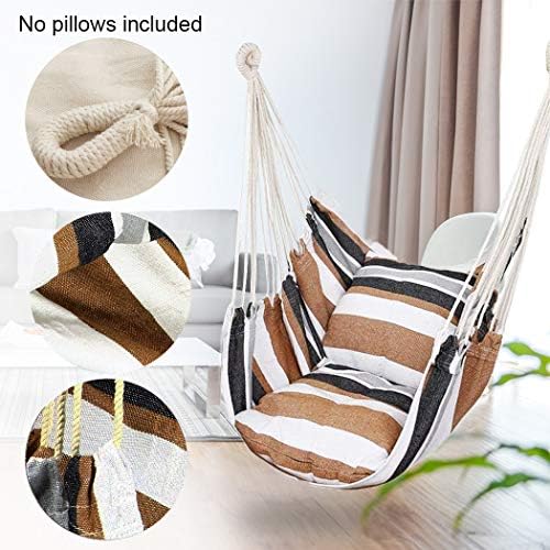 Hammock Chair Hanging Rope Swing Seat for Indoor Outdoor, Sturdy Cotton Weave Hammock Swing