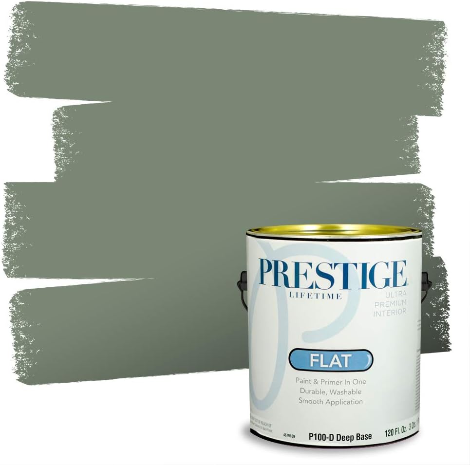 PRESTIGE Paints Exterior Paint and Primer In One, 1-Gallon, Flat, Comparable Match of Sherwin Williams* Coastal Plain*