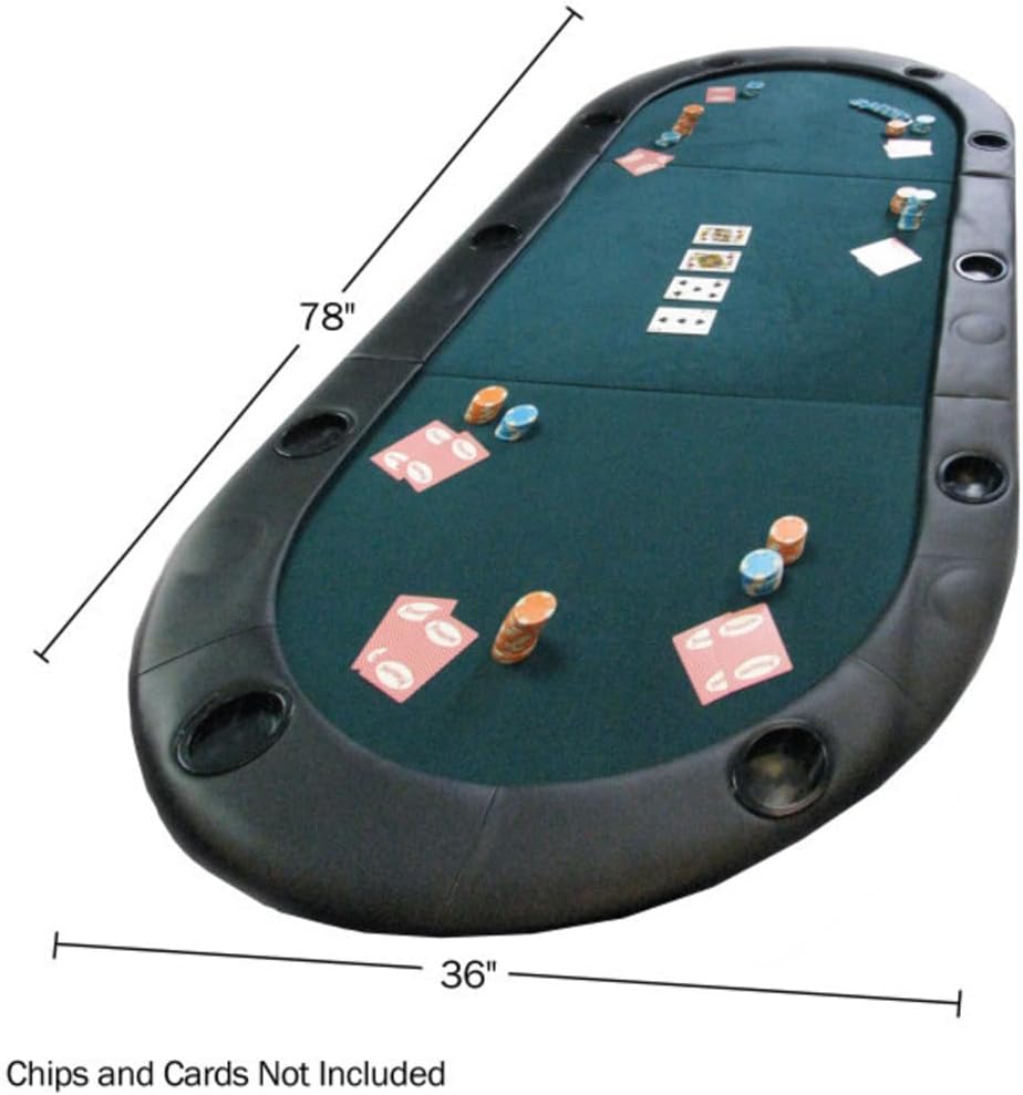 Foldable Poker Table Top - Water-Resistant Folding Mat with Cupholders and Padded Edges - Seats up to 10 People by Trademark Poker (Green)