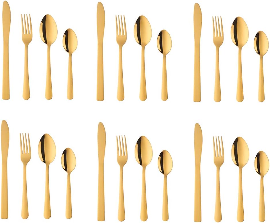 BuyGo Rainbow Silverware Set Flatware Set Stainless Steel Colorful Dinnerware Set 16-Piece Multicolor Cutlery Set, Service for 4