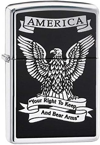 Zippo Eagles Dare Pocket Lighter - Refillable Flip-Top Windproof Lighters - Fierce Soaring Eagle Patriotic Design Pocket Lighters - Luxury Metal Lighter Made in USA