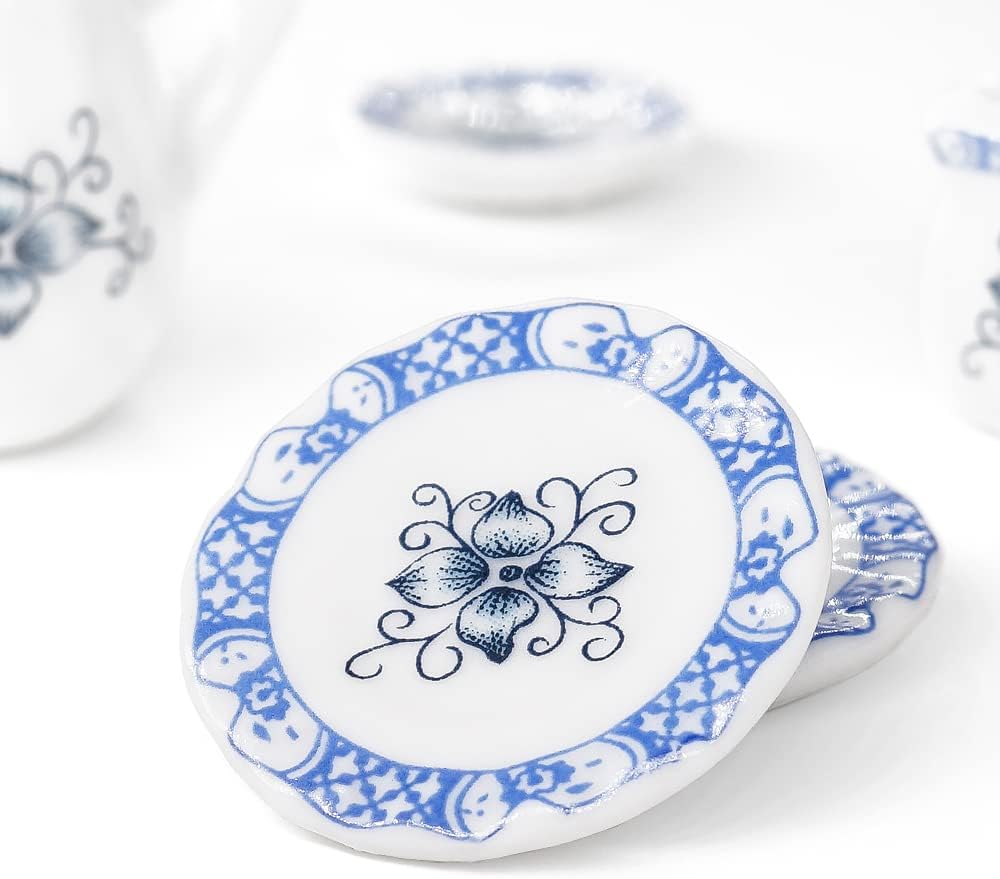 Odoria 1/12 Miniature Porcelain Tea Set 15Pcs Dollhouse Decoration Accessories, Grapes