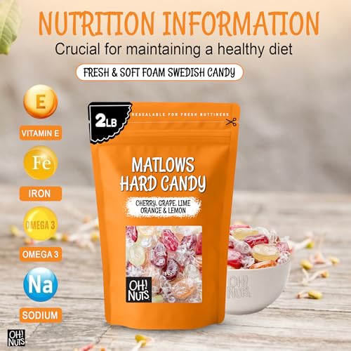 Oh! Nuts Hard Candy Mints Bulk, Individually Wrapped Mint Candy 2 LB | Hard Candy Individually Wrapped - Bulk Candy Individually Wrapped, Crystal Candy Mints, Kosher Certified, 2 LB Bag