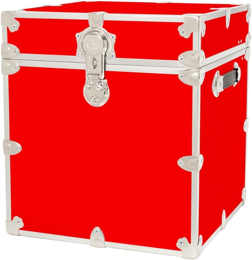 Rhino Classic Cube Trunk, College Dorm Footlocker & Home Storage End Table | 18"L x 18"W x 20"H, 1500+ lb Capacity, Baltic Birch Plywood, Nickel Plated Steel, Durable, Office Storage, Dorm Room