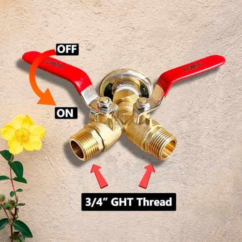 HQMPC Brass Garden Hose Y Valve Hose Splitter Water Garden Hose Adapter 2 Way 3/4" GHT Thread