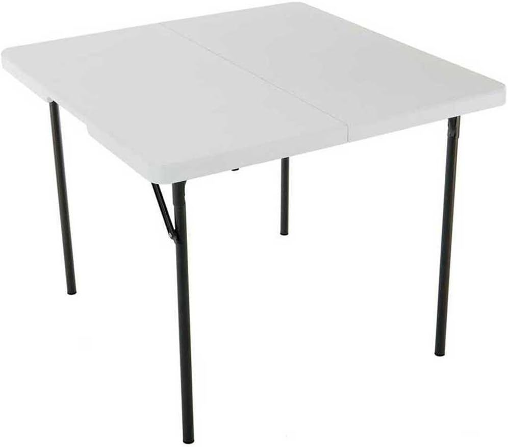 LIFETIME 280228 37-Inch Square Fold-in-Half Table, White Granite Top with Gray Frame