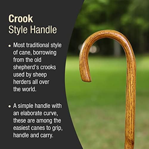 Brazos Handcrafted Wood Walking Cane, Twisted Oak, Crook Style Handle, for Men & Women, Made in The USA, 37"