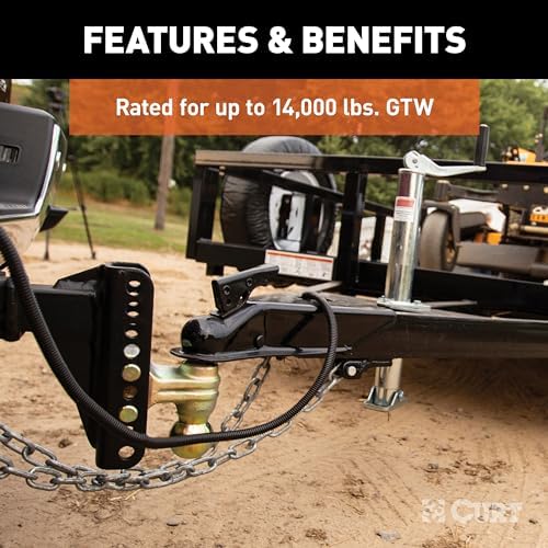 CURT 45900 Adjustable Dual-Ball Channel Mount, 2" Shank, 6" Drop | 2" Ball Rated 10, 000 lb, 2-5/16" Ball Rated 14, 000 lb, 5-1/4" Rise