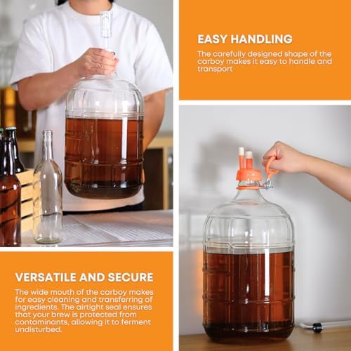 3 Gallon Clear Glass Italian Carboy - 30 mm Cork Neck Finish (CORK NOT INCLUDED)