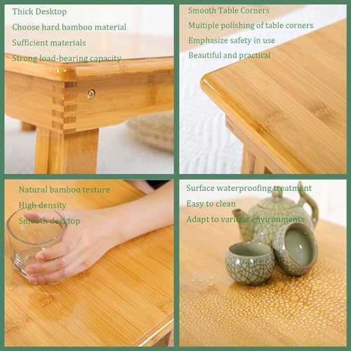 SH-tables Folding Table, Japanese-Style Household Square Bamboo Table, Computer Desk, Low Bamboo Table, Multi-Function Small Dining Table
