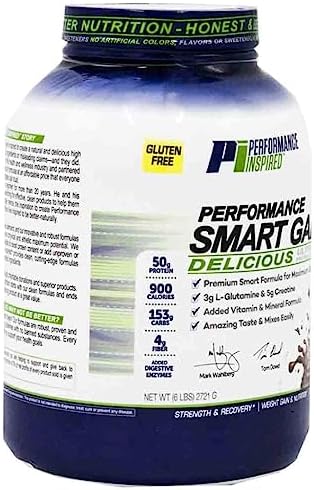 Performance Inspired Nutrition Smart Mass Gainer – 50G Protein, 900 Calories, Creatine, L-Glutamine & Digestive Enzymes – Muscle Recovery & Growth – Chocolate Milkshake – 6 lb | 50G Protein - 900 Calories - Creatine, L-Glutamine & Digestive Enzymes