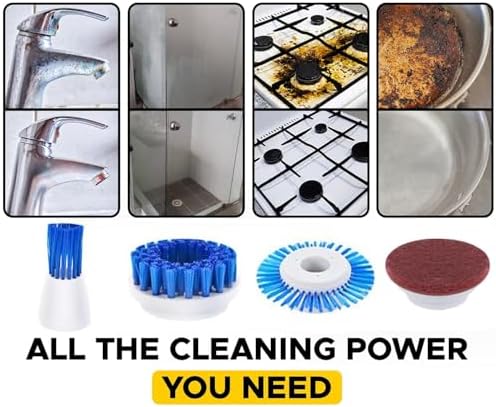Cordless Electric Spin Scrubber with 6 Brush Heads & 2 Rechargeable Batteries, Power Scrubber for Shower Tile Grout Tub Bathroom Cleaning