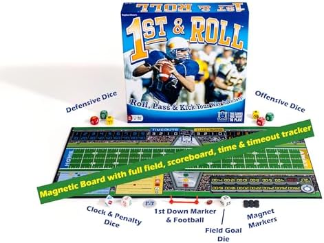 R&R Games 1st & Roll, Football Board Game for Adults and Kids, 2-4 Players, Ages 14+, Ideal for Family Night