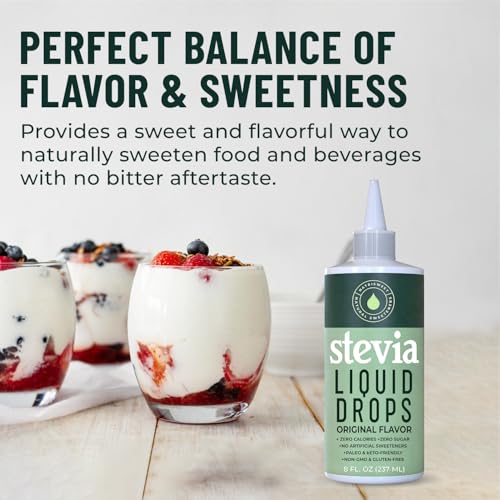 Stevia Liquid Drops, 8 Fl oz, 1823 servings, Pure Concentrated Drops with Zero Calories & Zero Carbs