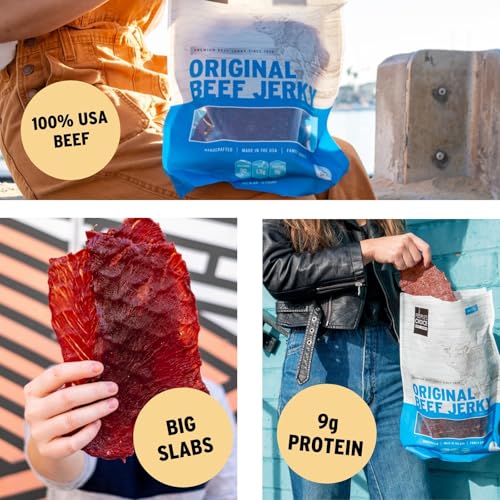 People's Choice Big Slab Beef Jerky - Whole Muscle - Hot & Spicy, 19.2 oz | Thin Sliced Slabs, 9 g Protein Per Serving, Low Sodium Recipe, 15 Count Pieces, Preservative Free, 365 Day Shelf Life