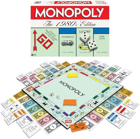 Monopoly The 1980's Edition, with Original Art, by Winning Moves Games USA | Includes Classic Tokens, For 2 to 8 Players, Ages 8+