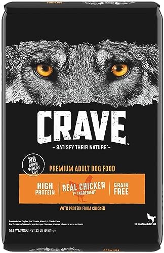 CRAVE Grain Free High Protein Natural Adult Dry Dog Food, Chicken, 4 lb | 34% protein, real animal protein, no by-product meal, no corn, wheat, soy, no artificial flavors, energy support