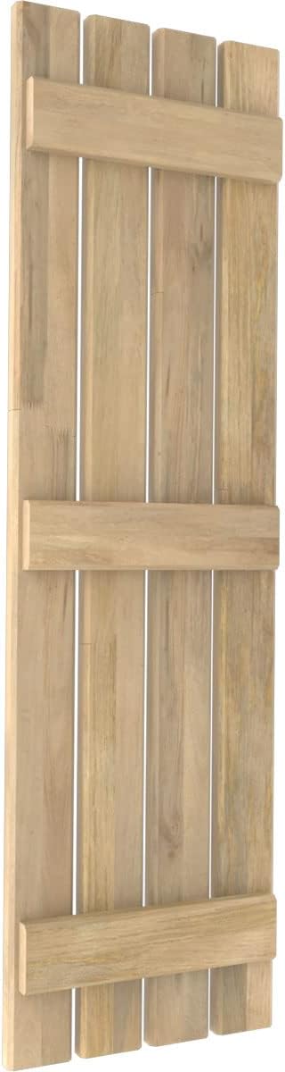 15 1/2"W x 72"H Americraft Four Board (3 Batten) Exterior Real Wood Spaced Board-n-Batten Shutters (Per Pair), Unfinished