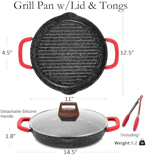 ESLITE LIFE Nonstick Grill Pan for Stove Tops, Versatile Griddle with Pour Spouts
