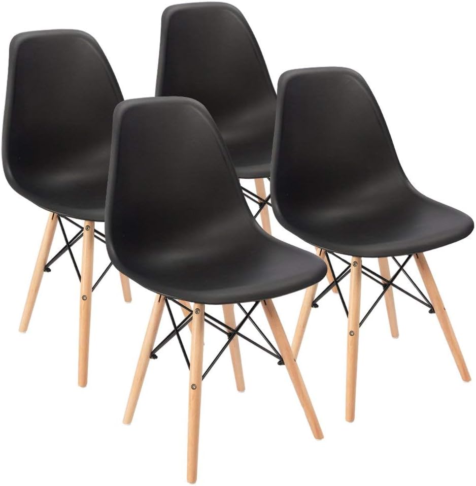 Furmax Modern Style Dining Chair Mid Century Modern DSW Chair, Shell Lounge Plastic Chair for Kitchen, Dining, Bedroom, Living Room Side Chairs Set of 4(White)
