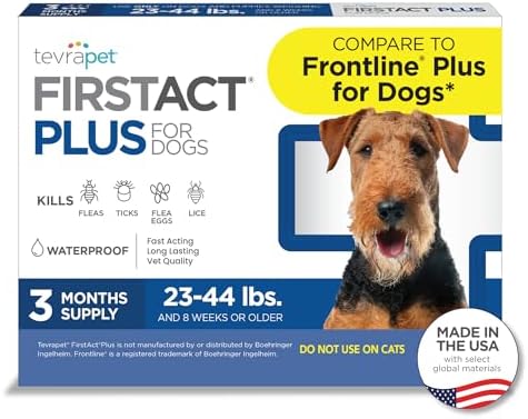 FirstAct Plus Flea Treatment for Dogs, Medium Dogs 23-44 lbs, 3 Doses, Same Active Ingredients as Frontline Plus Flea and Tick Prevention for Dogs