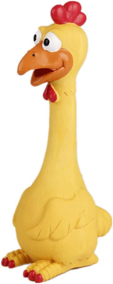 Tamu style Rubber Chicken Dog Toy, 11-Inch Yellow Screaming Squeaky Toy