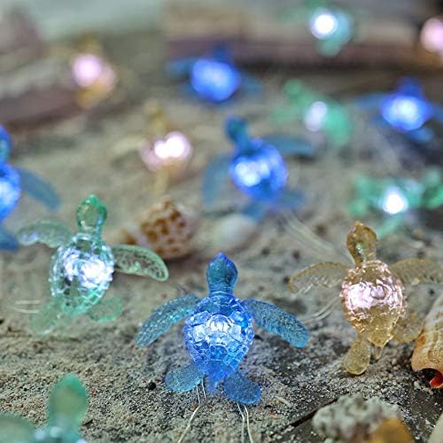 Beach Theme -Cute Green Sea Turtle String Lights- Ocean Fairy Decorative Lights- 10ft 30 LEDs -USB Powered -Multi-Function- Remote Control-Christmas