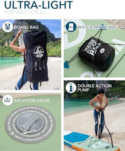 DAMA Inflatable Stand Up Paddle Boards for Adults w/Sup Board Accessories Hand Pump 4pcs Kayak Floating Paddle | Wide Stance
