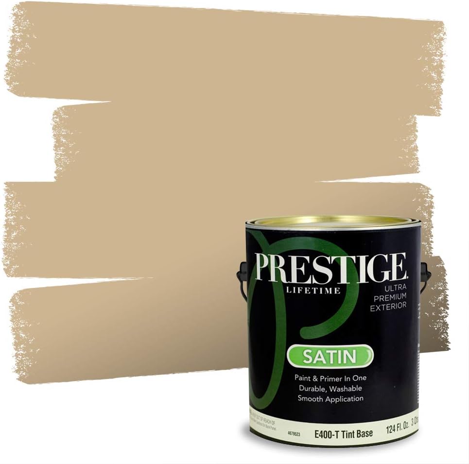 PRESTIGE Paints Exterior Paint and Primer In One, 1-Gallon, Satin, Comparable Match of Sherwin Williams* Relaxed Khaki*