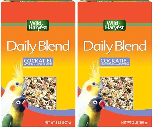 Wild Harvest Daily Blend Nutrition Diet, 2 Pounds, Bird Food for Cockatiels, Lovebirds and Small Hookbills