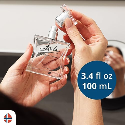 Geir Ness Laila Eau de Parfum for Women, Essence of Norway, 1.7 oz | Laila perfume, airy fruity-floral fragrance, long-lasting wear, everyday scent, 50 ml spray bottle