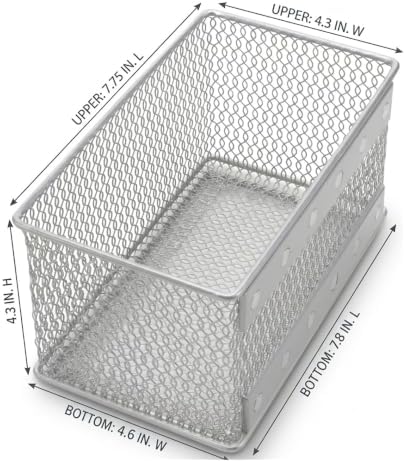 YBM HOME Wire Mesh Magnetic Storage Basket Trash Caddy Kitchen Office Supply Organizer Silver 7.75 in. L x 4.3 in. W x 4.3 in. H