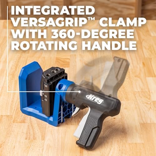 Kreg Pocket-Hole Jig 520PRO - Easy Clamping & Adjusting - 360 Rotating Handle - 260 Screws - For Materials 1/2" to 1 1/2" Thick