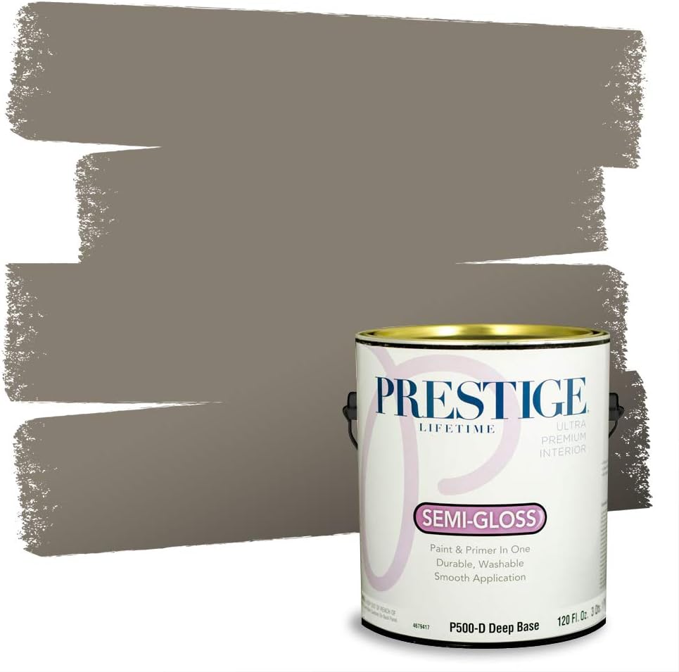 PRESTIGE Paints Exterior Paint and Primer In One, 1-Gallon, Flat, Comparable Match of Sherwin Williams* Grizzle Gray*