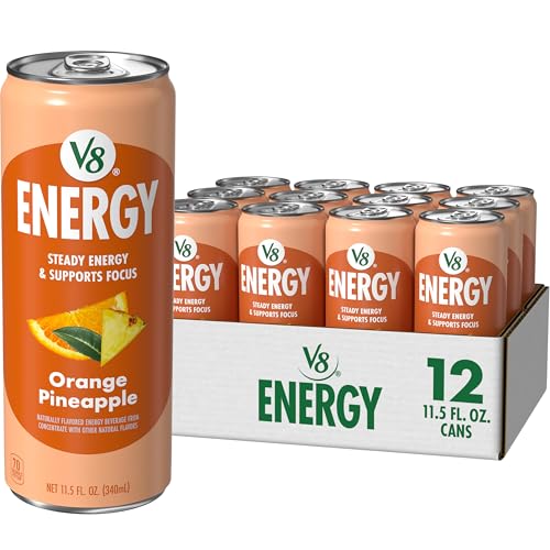V8 Energy Orange Pineapple Energy Drink, 11.5 fl oz Can (12 Pack)