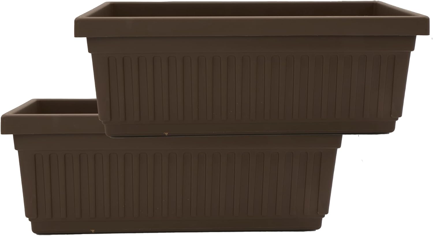The HC Companies Venetian Window Planter Box w/Drain Plug - Long Planter Box for Windowsills, Balconies & More - Plastic Rectangular Outdoor Planters for Herbs & Flowers (18" Clay, Pack of 1)