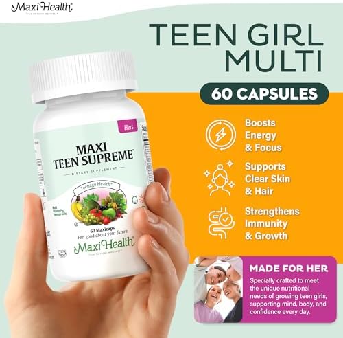 Teen Vitamins for Boys 12-17 - Teen Multivitamin Supreme with D3, Iron, Calcium, Biotin, Digestive Enzymes – Teenager Boy Multi Vitamins for Energy, Brain & Mood Support – 60 Count
