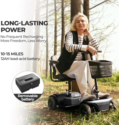 Metro Mobility 4 Wheel Foldable Mobility Scooter for Adults - 300 lbs Capacity Electric Mobility Scooters for Seniors - Long Range Power Extended