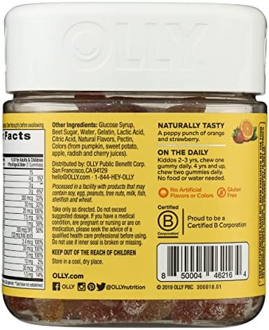 OLLY Kids Multivitamin Gummy Worms, Overall Health and Immune Support, Vitamins and Minerals A, C, D, E, Bs and Zinc, Chewable Supplement