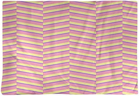 Dana Strider Three Color Fractured Stripes Table Placemat, 18 x 14, Pink Purple & Yellow