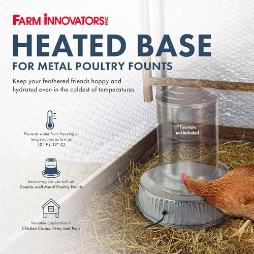 Farm Innovators 125 Watt Heated Base for Double Wall Metal Poultry Founts with 35 Degrees Fahrenheit Temperature and Below